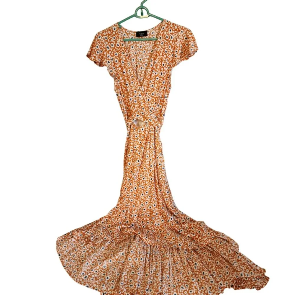 EUC Vici Front Top Wrap High/Low dress - Picture 6 of 12